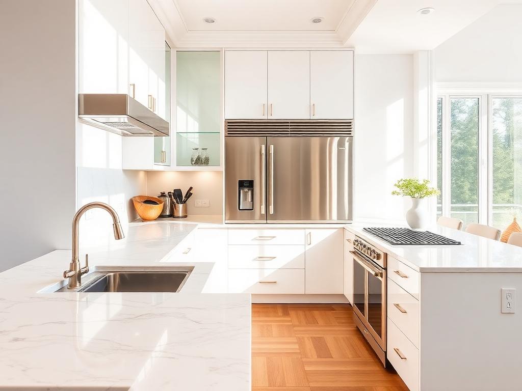 Spotless modern kitchen cleaned by Franzoni Cleaning Services